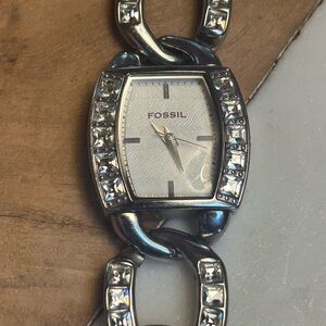 Fossil Women’s Silver and Diamond Bracelet Watch